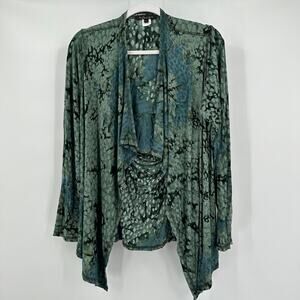 Dunia‎ Womens Jacket Size L Slinky Abstract Artsy Boho Topper Lightweight